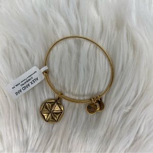 Alex and Ani Rafaelian Gold Aphrodite’s Flower Charm Bangle Bracelet
